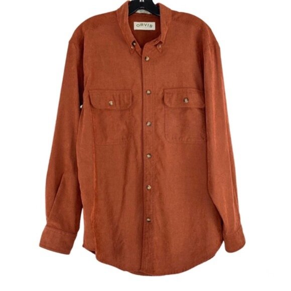 Orvis Orange Long Sleeve Button Down Shirt - Picture 1 of 7
